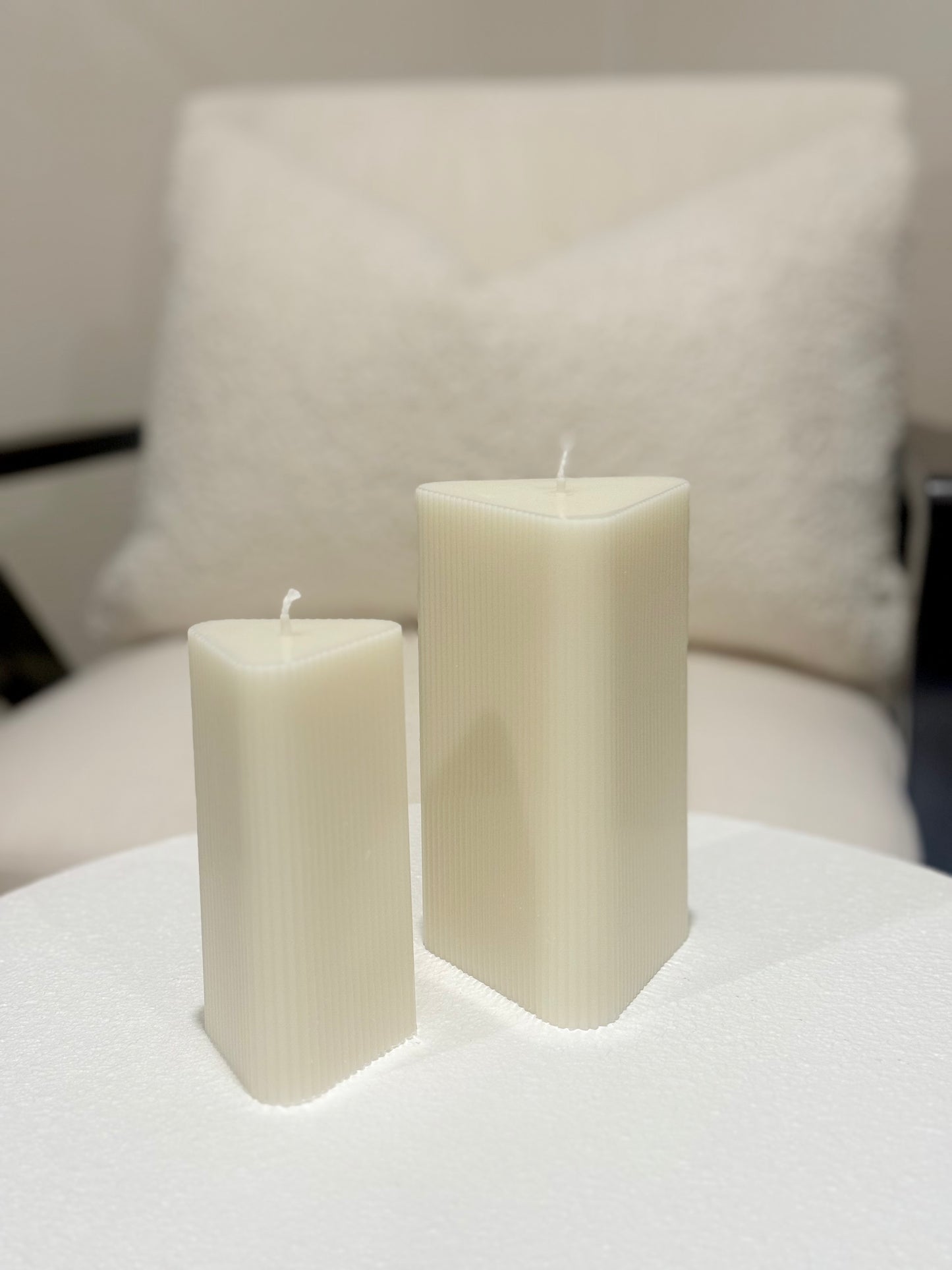 Ribbed Triangle Pillar Candle